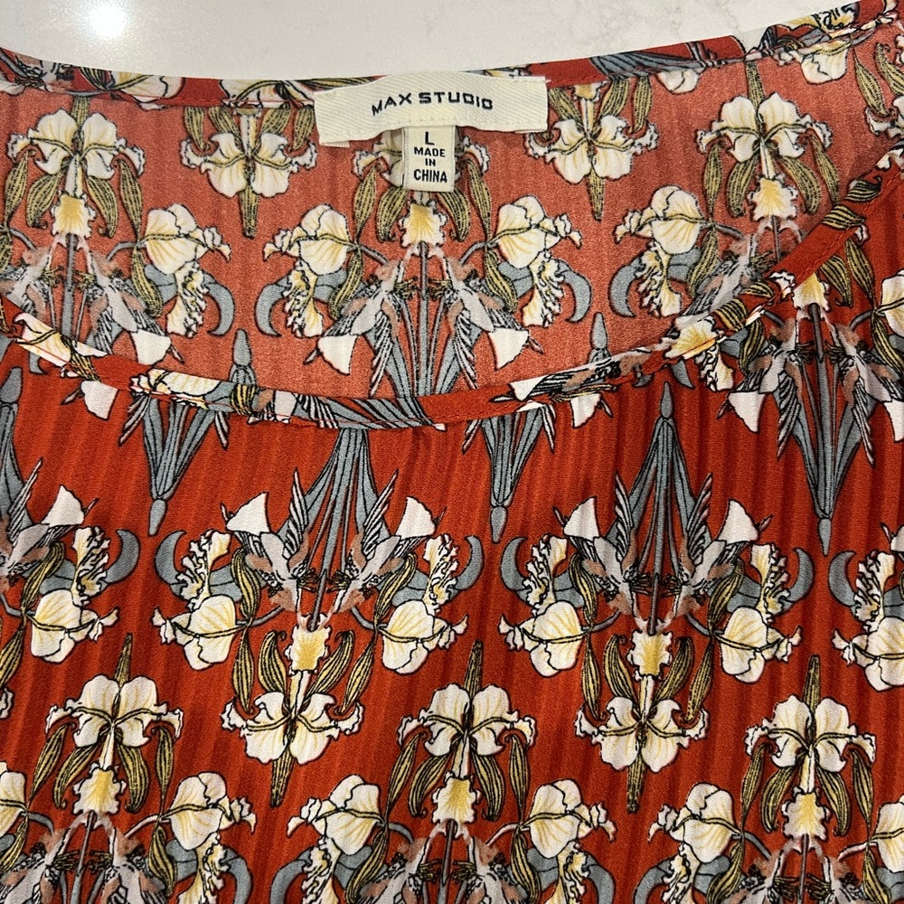 Max Studio Rust Floral Blouse